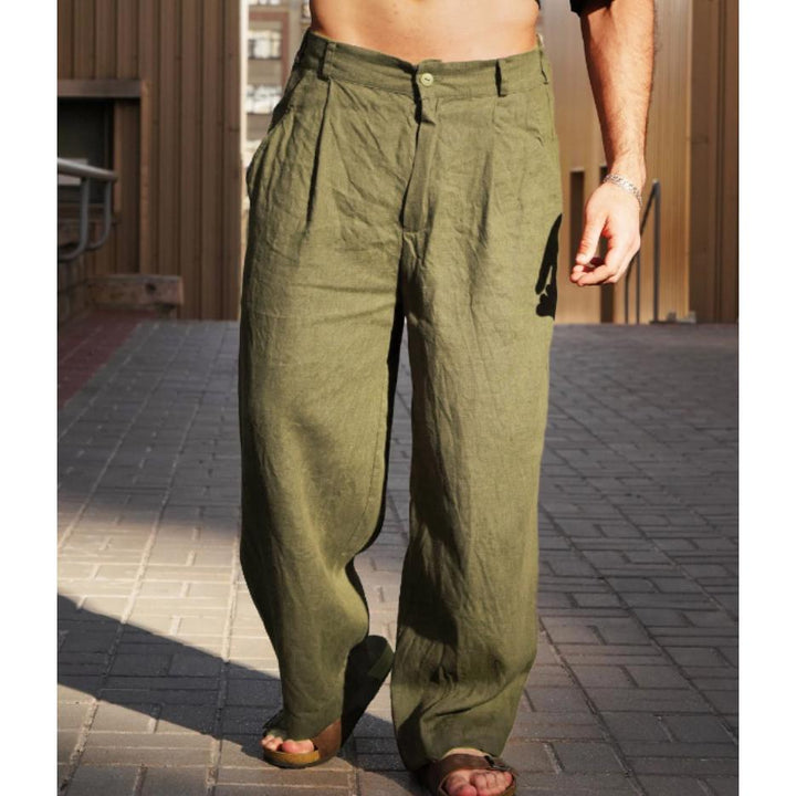 Men Solid Mid-Rise Regular Trousers
