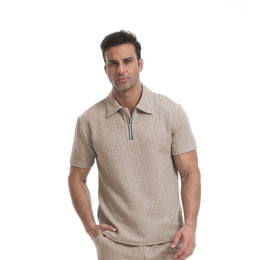 Men Polo Collar Raw Edge T-shirt