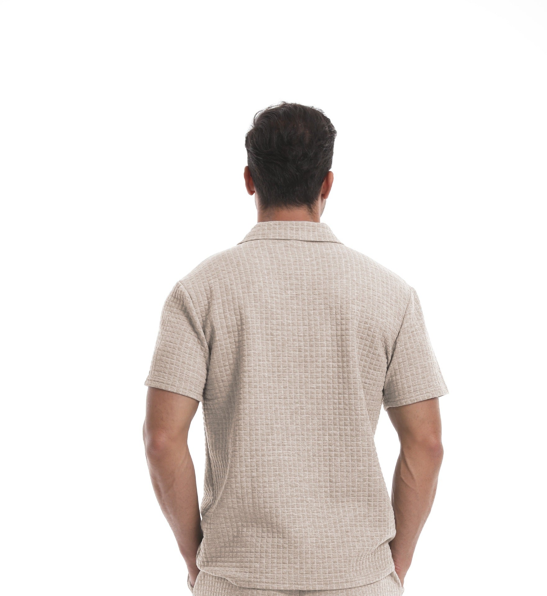Men Polo Collar Raw Edge T-shirt
