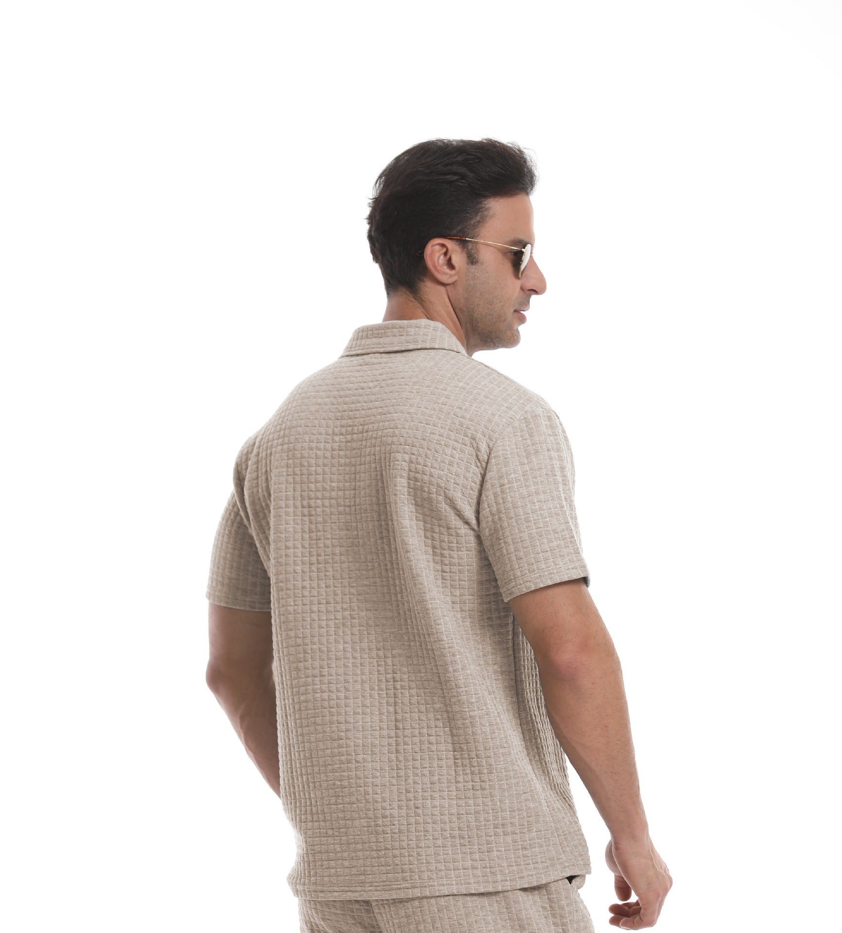 Men Polo Collar Raw Edge T-shirt