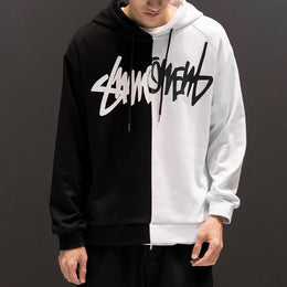 Men Typography Printed Hood Pullover Sweatshirt