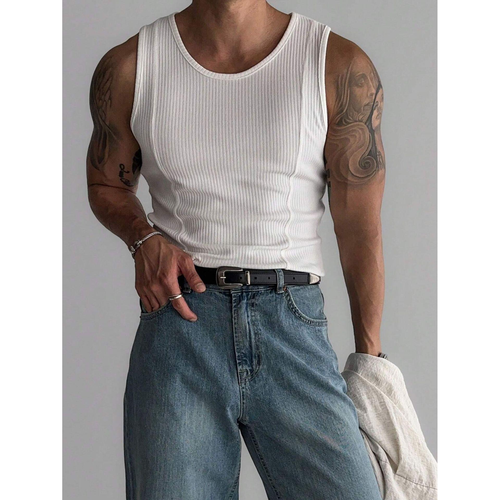 Men Raw Edge Slim Fit T-shirt