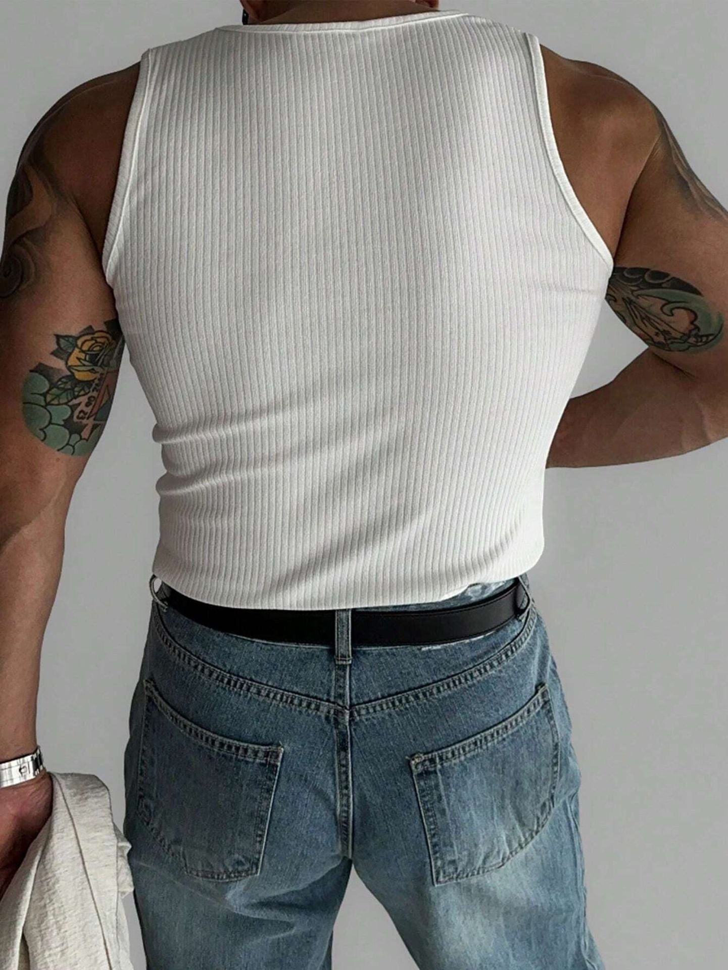 Men Raw Edge Slim Fit T-shirt