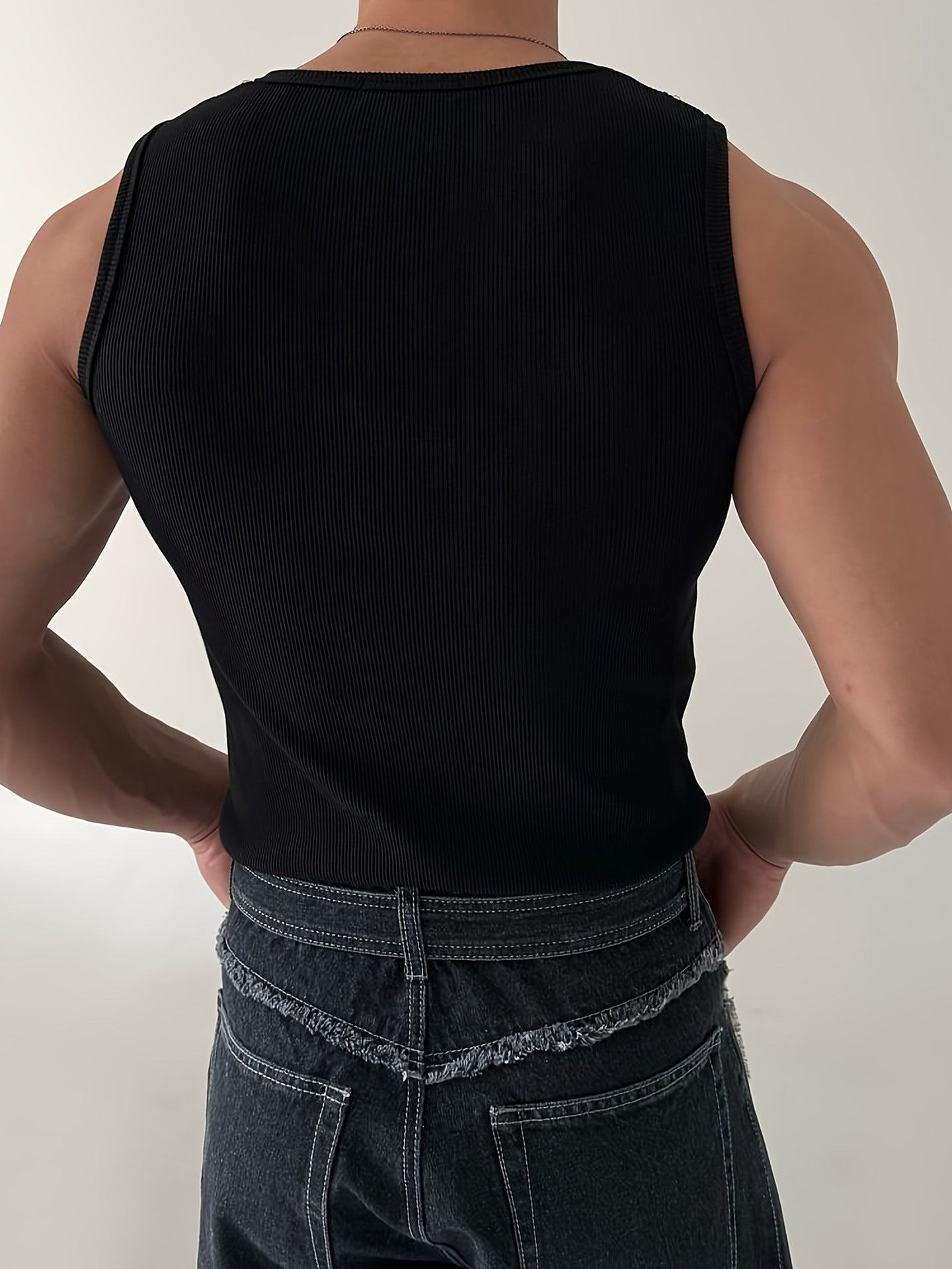 Men Raw Edge Slim Fit T-shirt