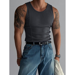 Round Neck Sleeveless Slim Fit Gym Vest