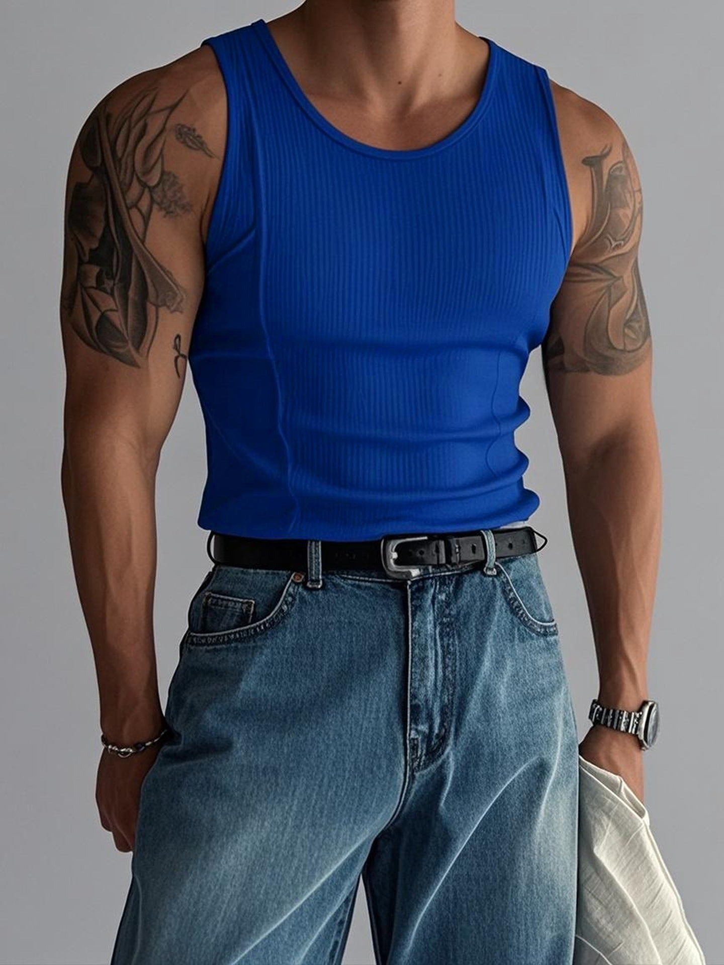 Men Raw Edge Slim Fit T-shirt