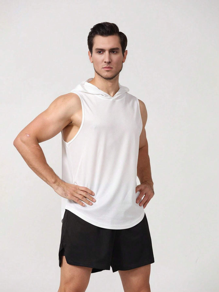 Men Hooded Raw Edge T-shirt