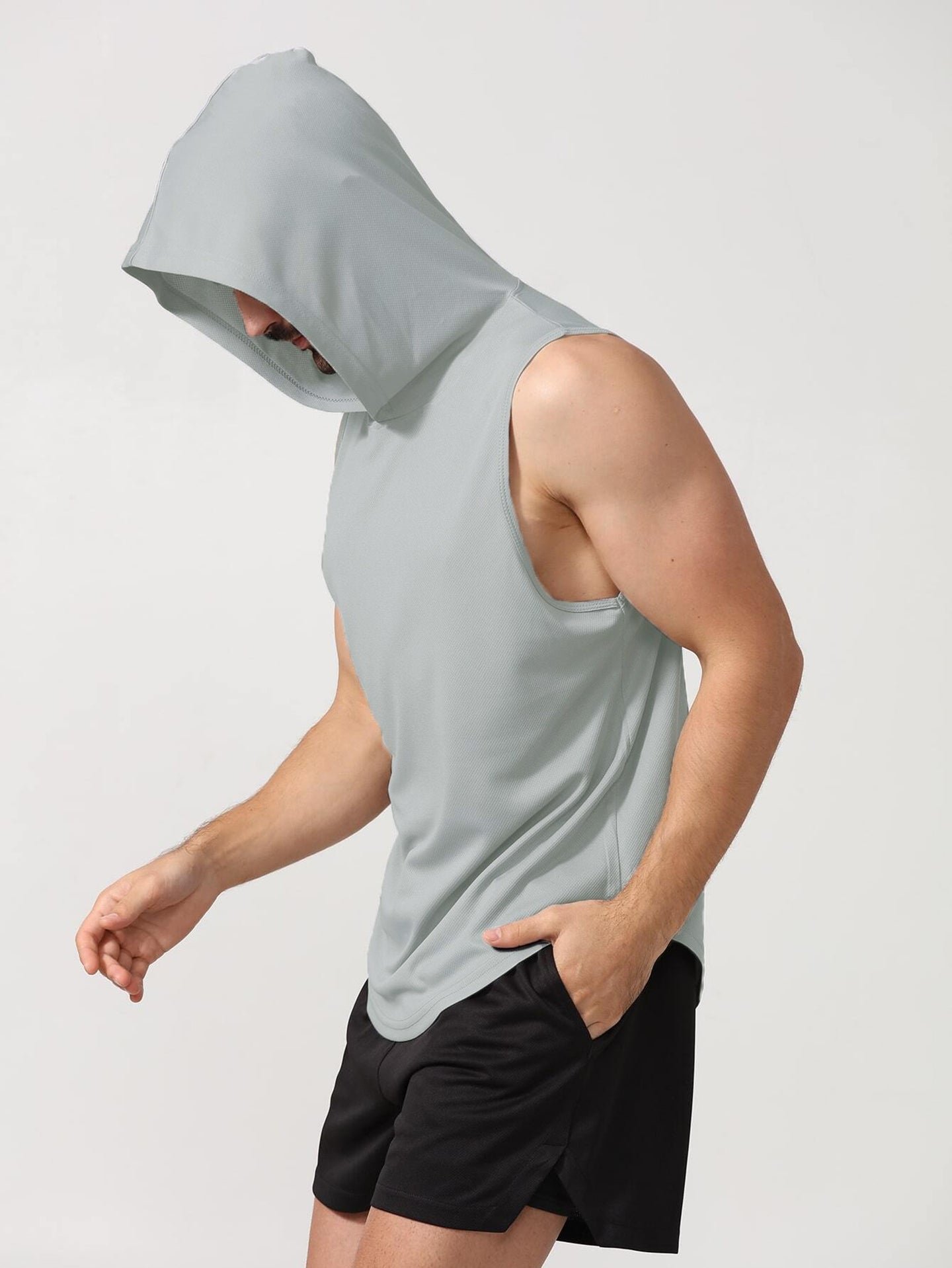 Men Hooded Raw Edge T-shirt