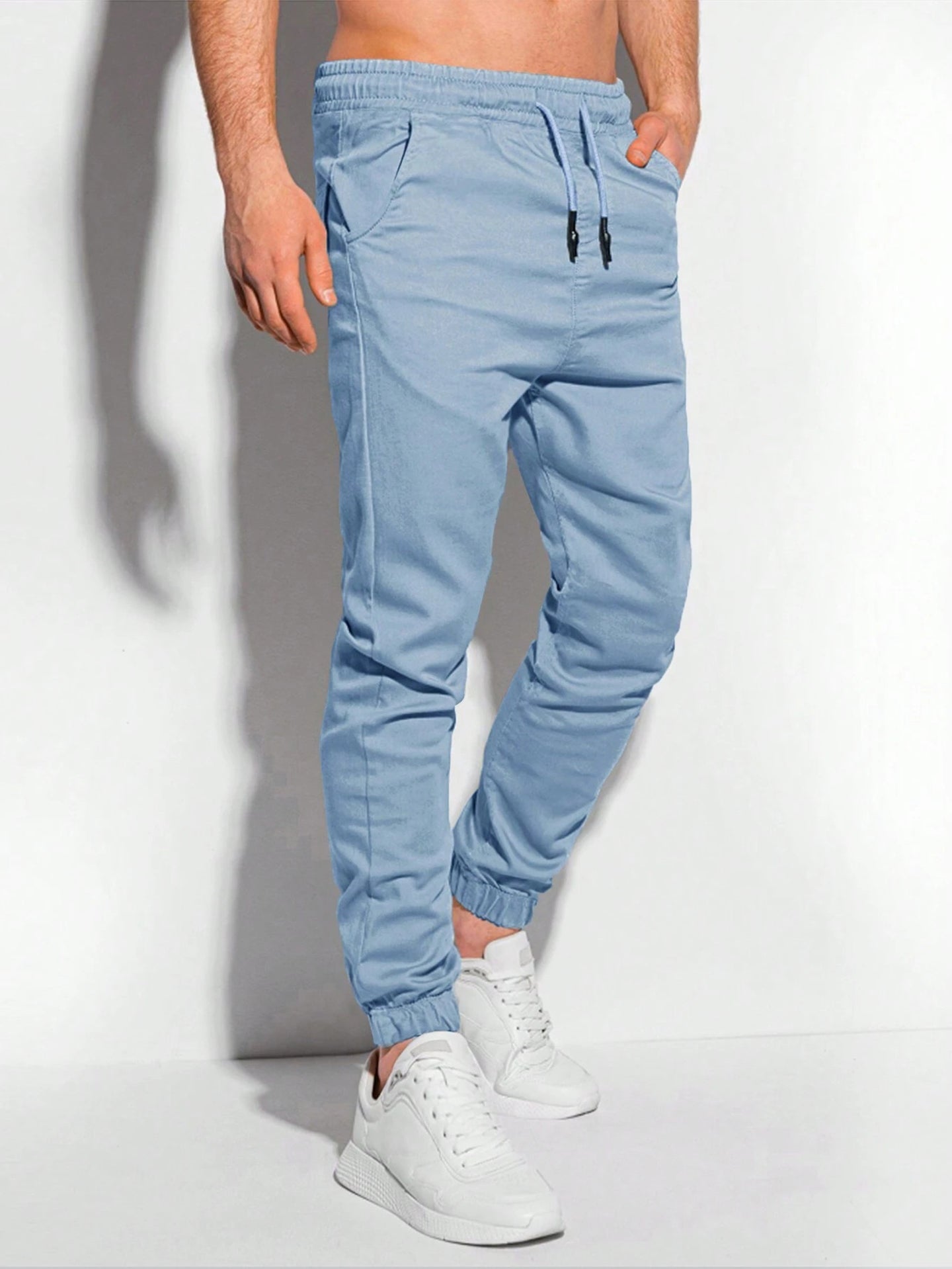 Men Solid Mid-Rise Chinos Trousers