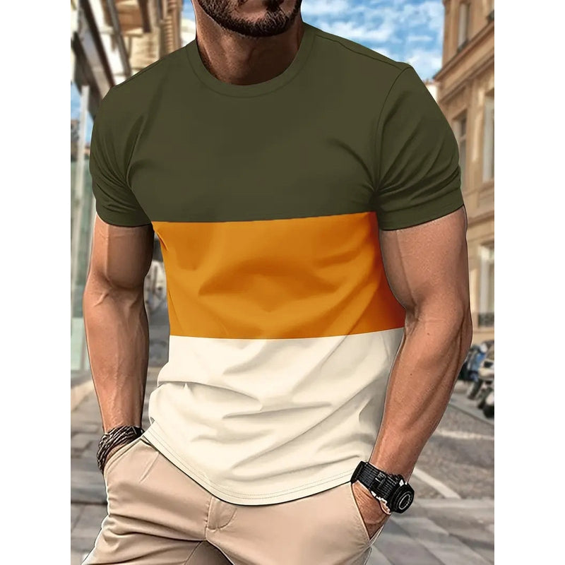 Men Colourblocked Round Neck T-shirt