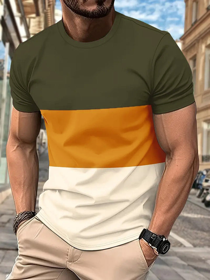 Men Colourblocked Round Neck T-shirt