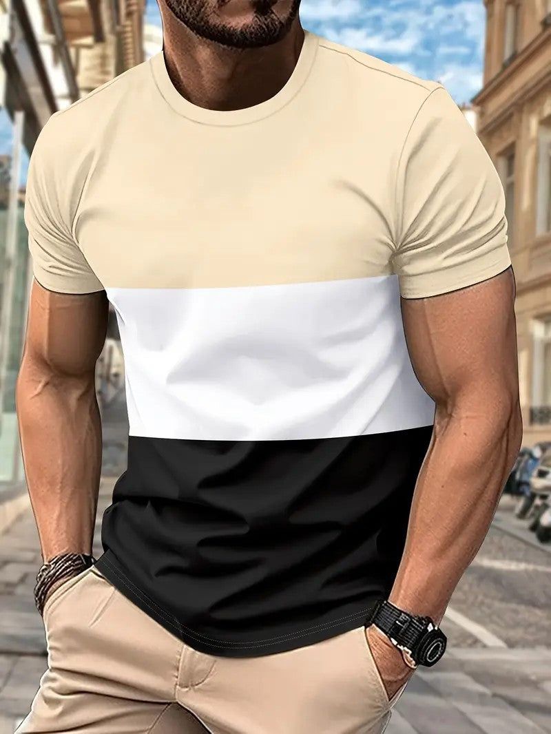 Men Colourblocked Round Neck T-shirt