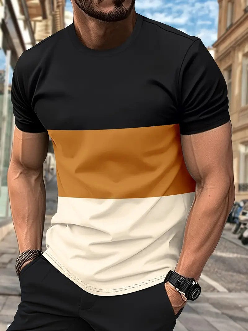 Men Colourblocked Round Neck T-shirt