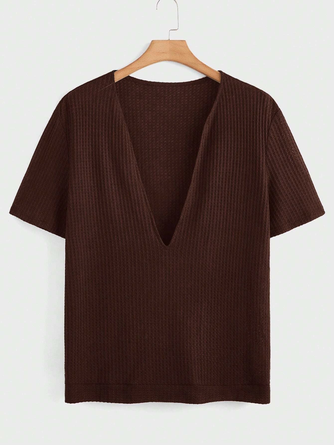 V-Neck Raw Edge Slim Fit T-shirt