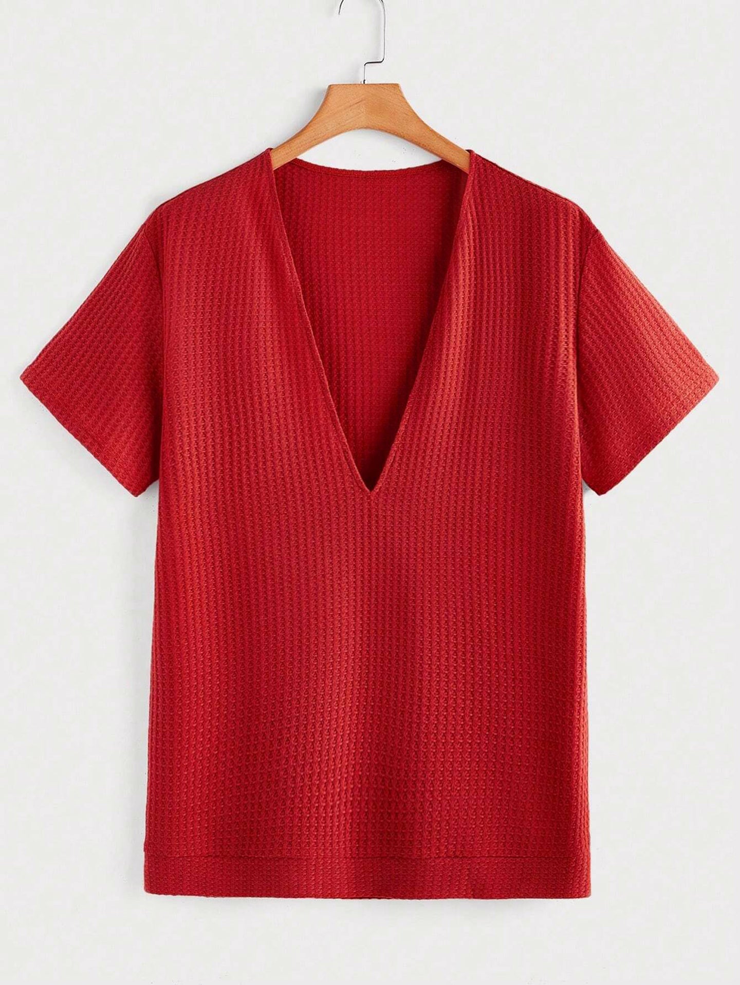 V-Neck Raw Edge Slim Fit T-shirt