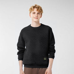 Men Self Design Round Neck Long Sleeves Pullover Sweatshirt