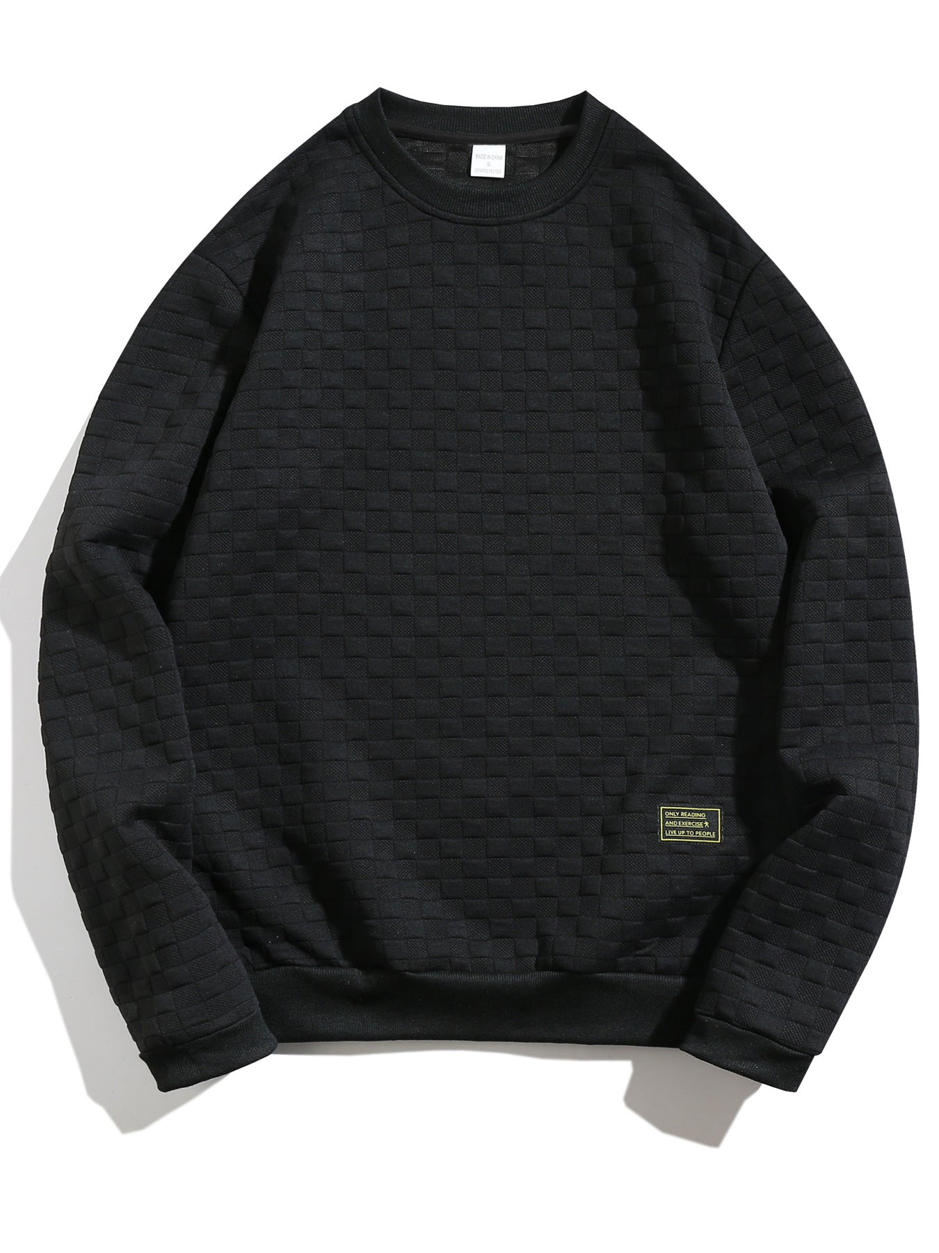 Men Self Design Round Neck Long Sleeves Pullover Sweatshirt