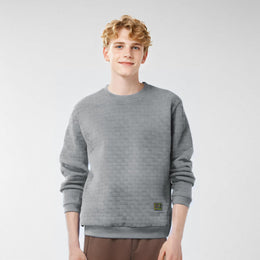 Men Round Neck Self Design Long Sleeves Casual Sweatshirt