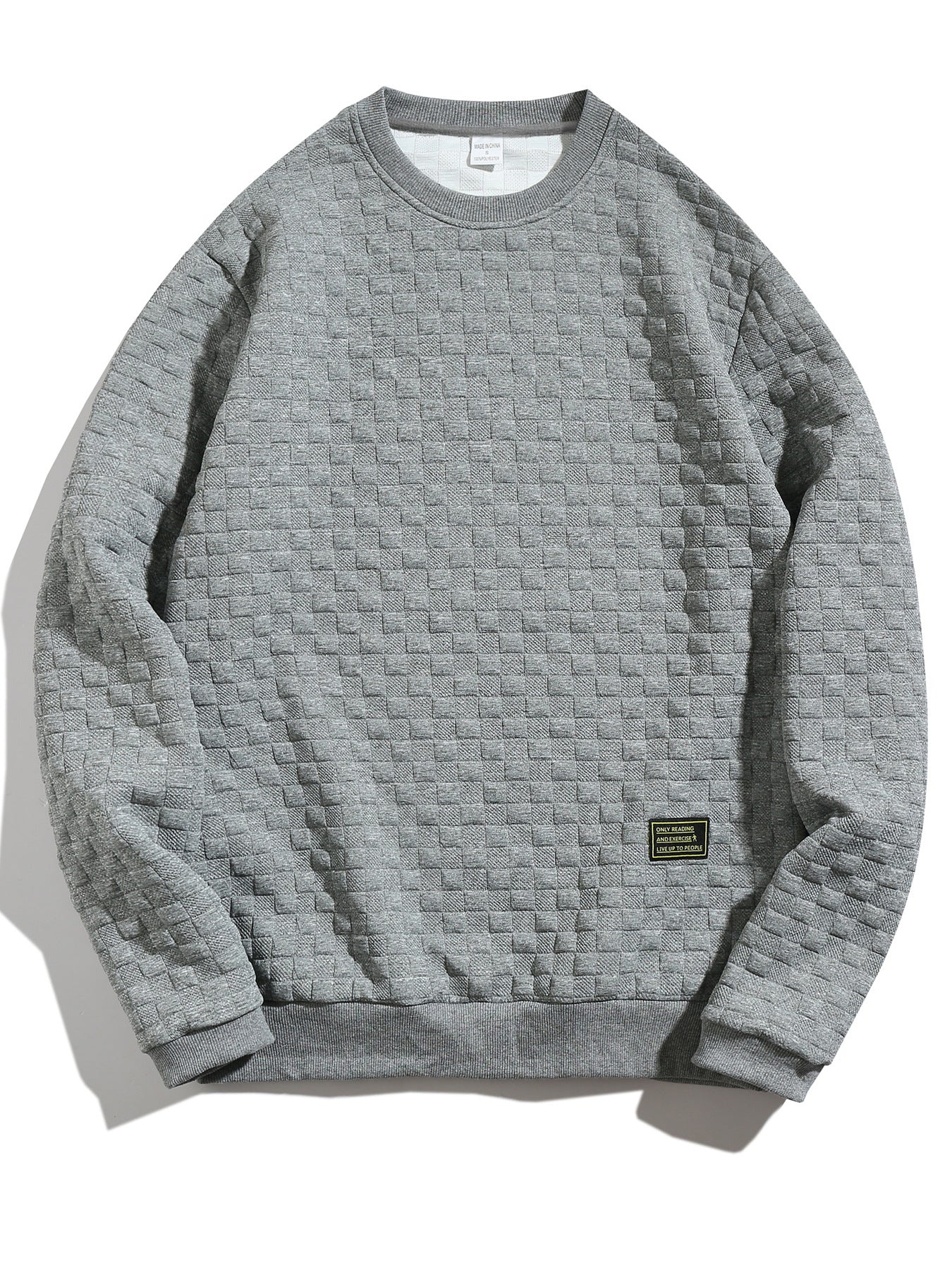 Men Round Neck Self Design Long Sleeves Casual Sweatshirt