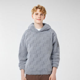 Men Self Design Hooded Sweatshirt