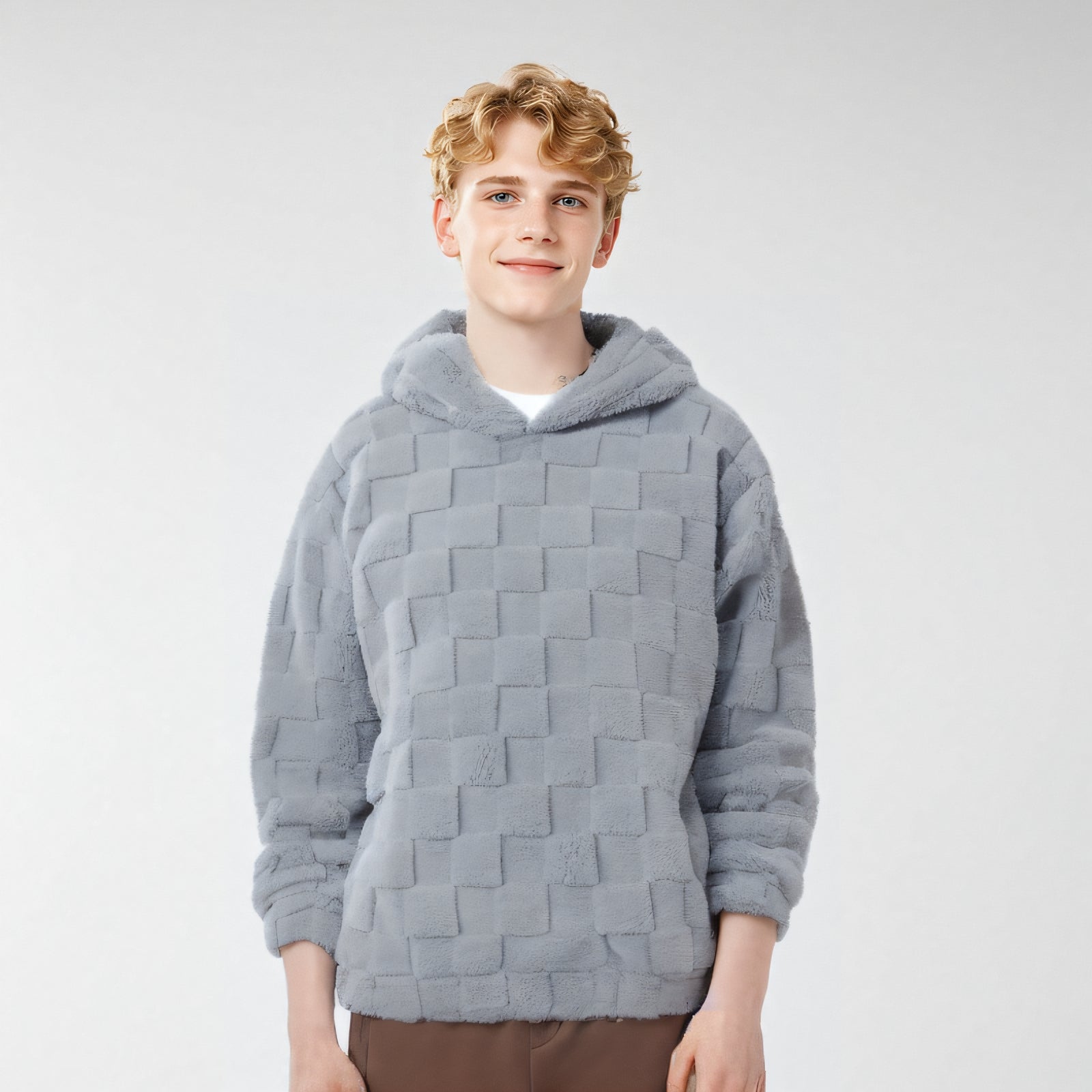 Men Self Design Hooded Sweatshirt