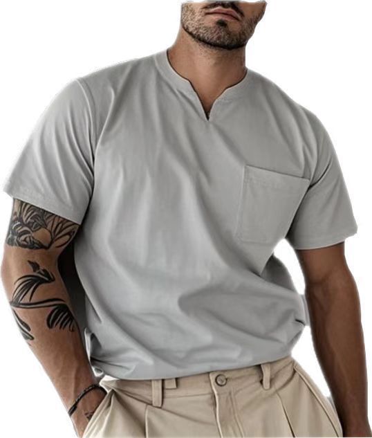 Men Solid V-Neck T-shirt