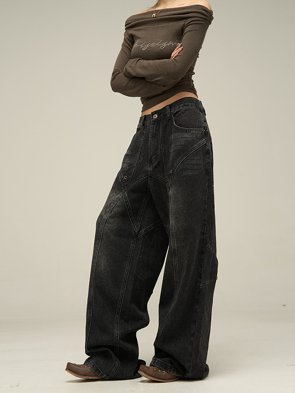 Men Wide Leg Light Fade Mid-Rise Jeans