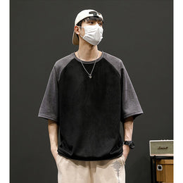 Men Colourblocked Round Neck  Oversized T-shirt