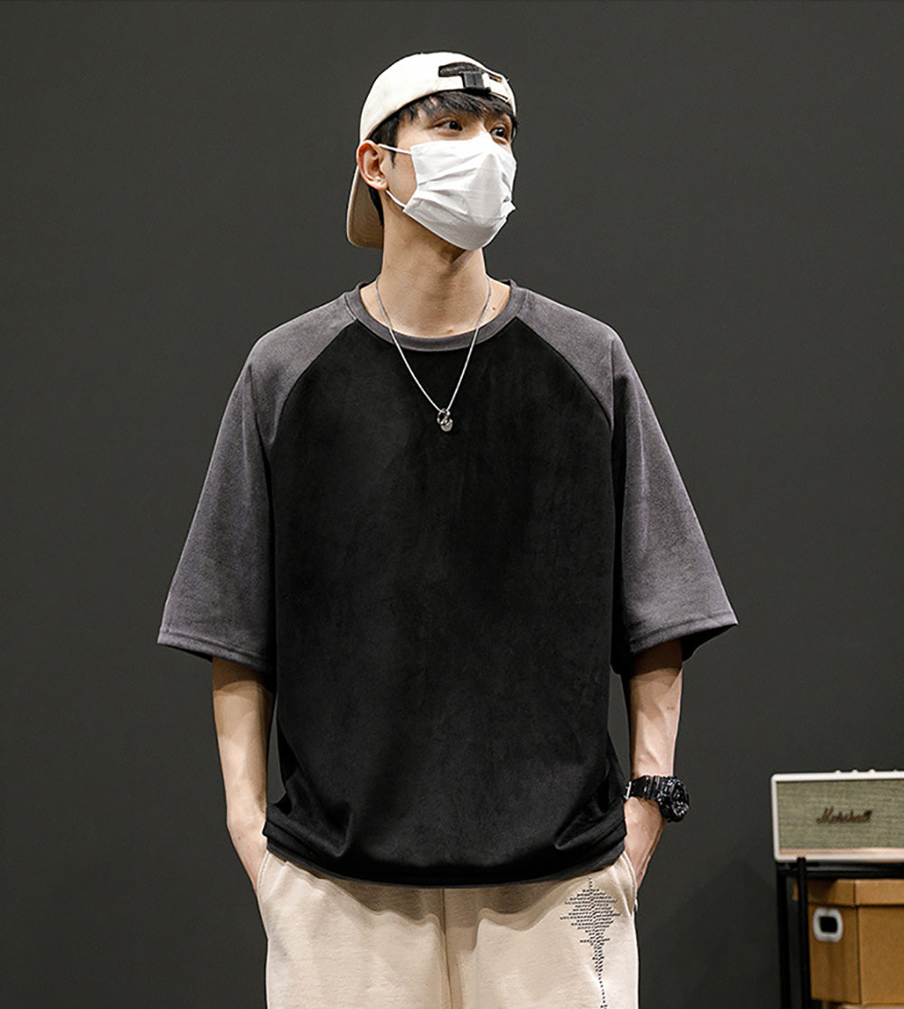 Men Colourblocked Round Neck  Oversized T-shirt