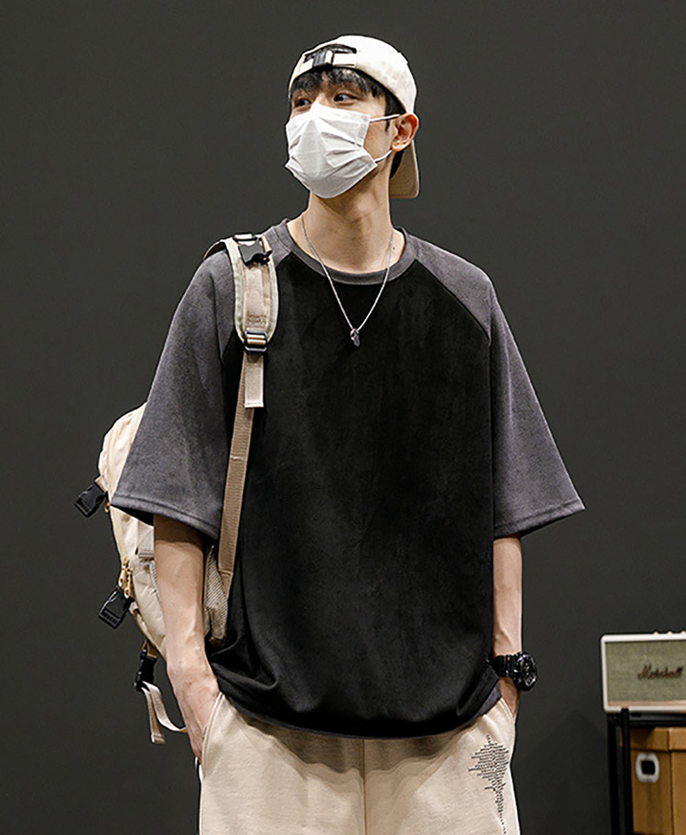Men Colourblocked Round Neck  Oversized T-shirt