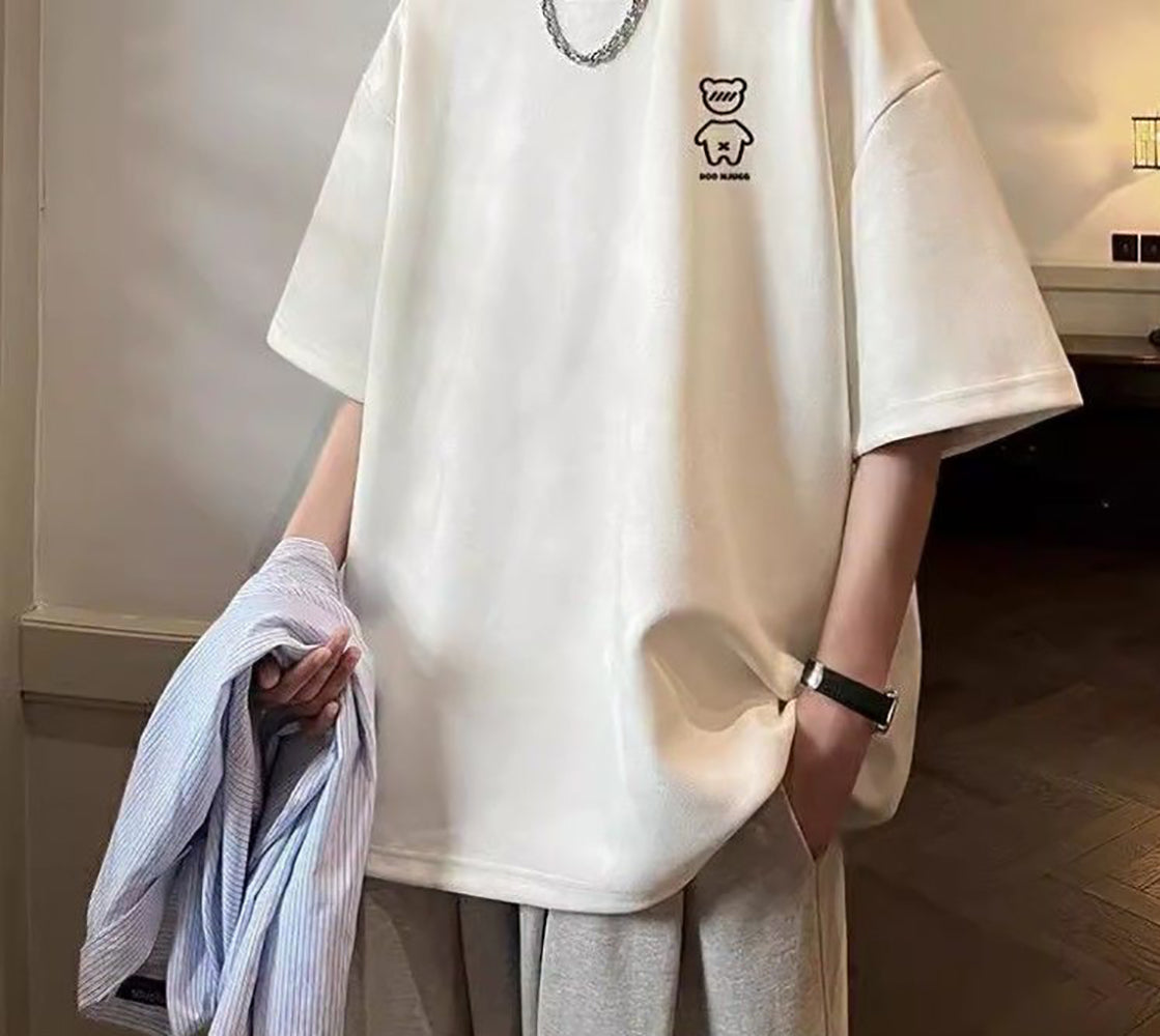Men Solid Round Neck  Oversized T-shirt
