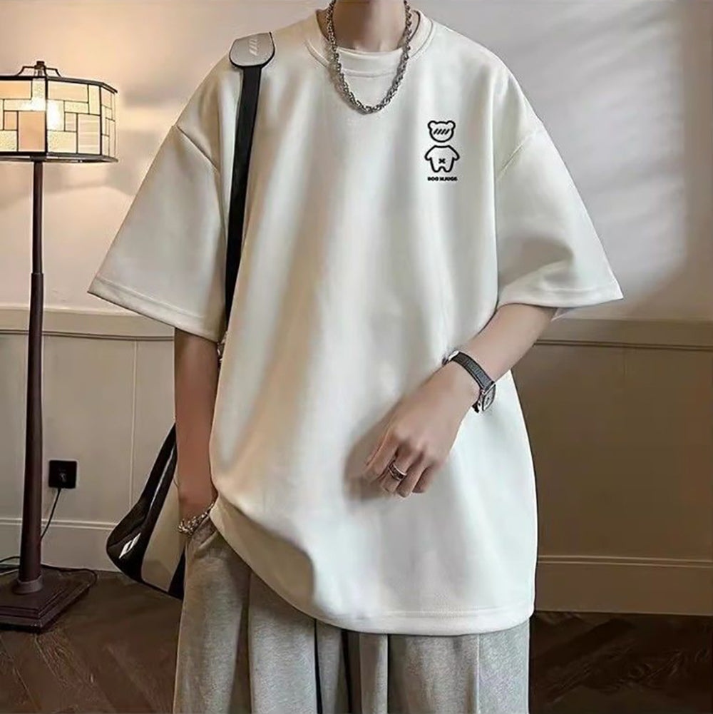 Men Solid Round Neck  Oversized T-shirt