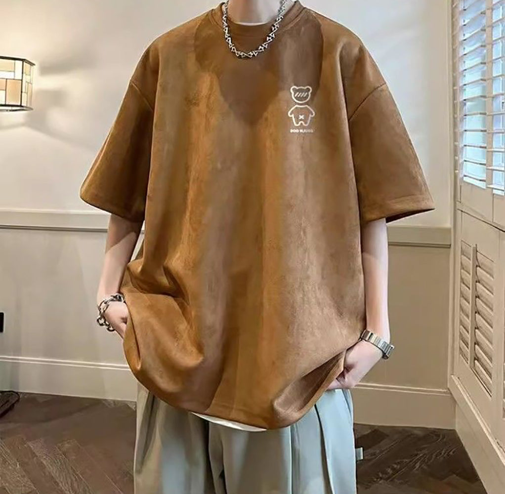 Men Solid Round Neck  Oversized T-shirt