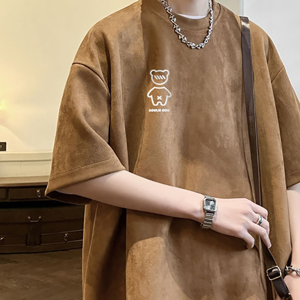 Men Solid Round Neck  Oversized T-shirt