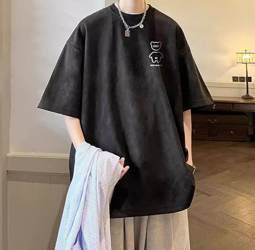 Men Solid Round Neck  Oversized T-shirt