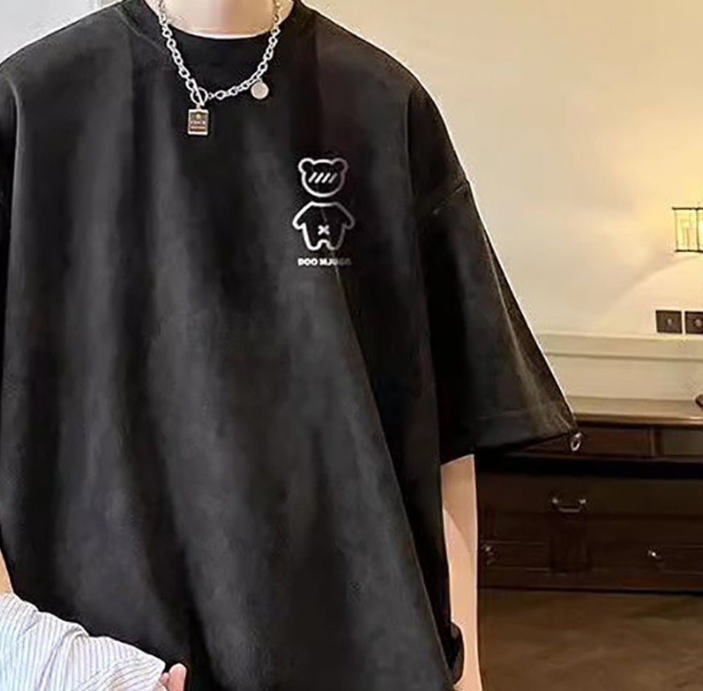 Men Solid Round Neck  Oversized T-shirt