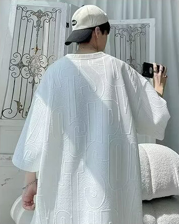 Self Design Round Neck T-Shirt With Shorts