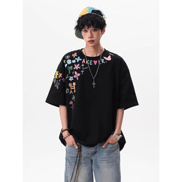Graphic Printed Drop-Shoulder Sleeves Oversized T-shirt