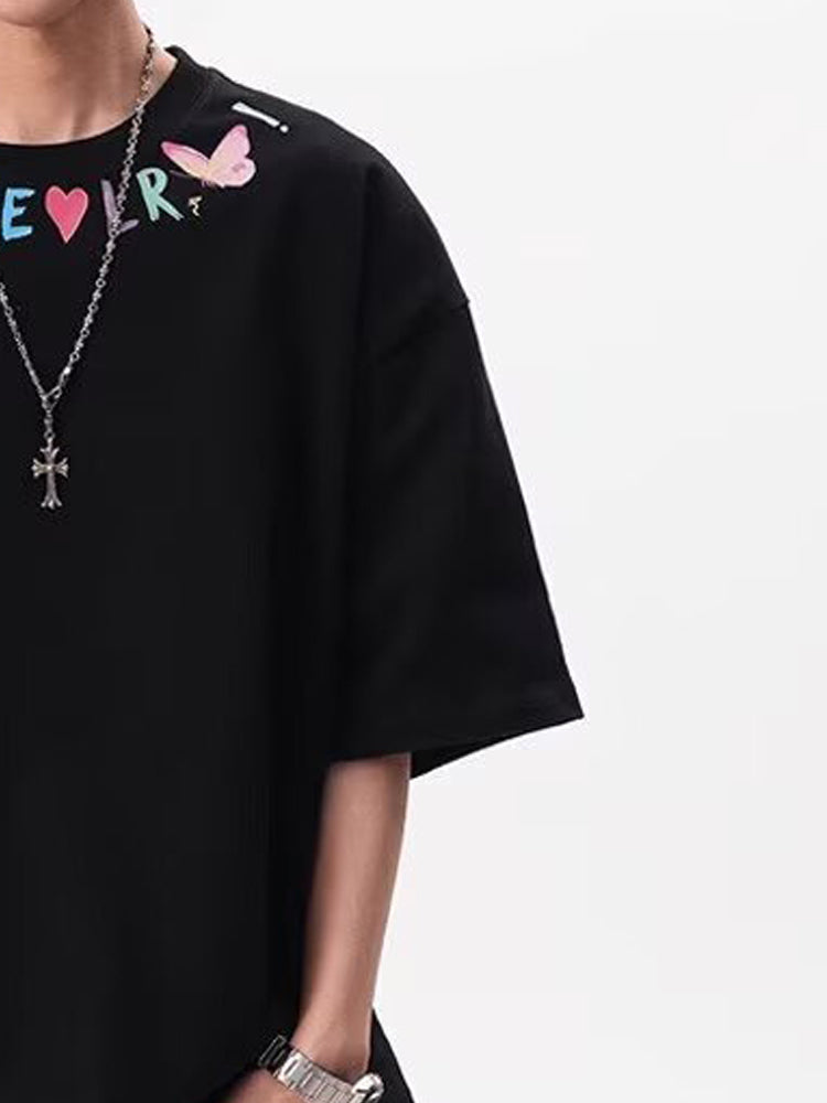 Graphic Printed Drop-Shoulder Sleeves Oversized T-shirt