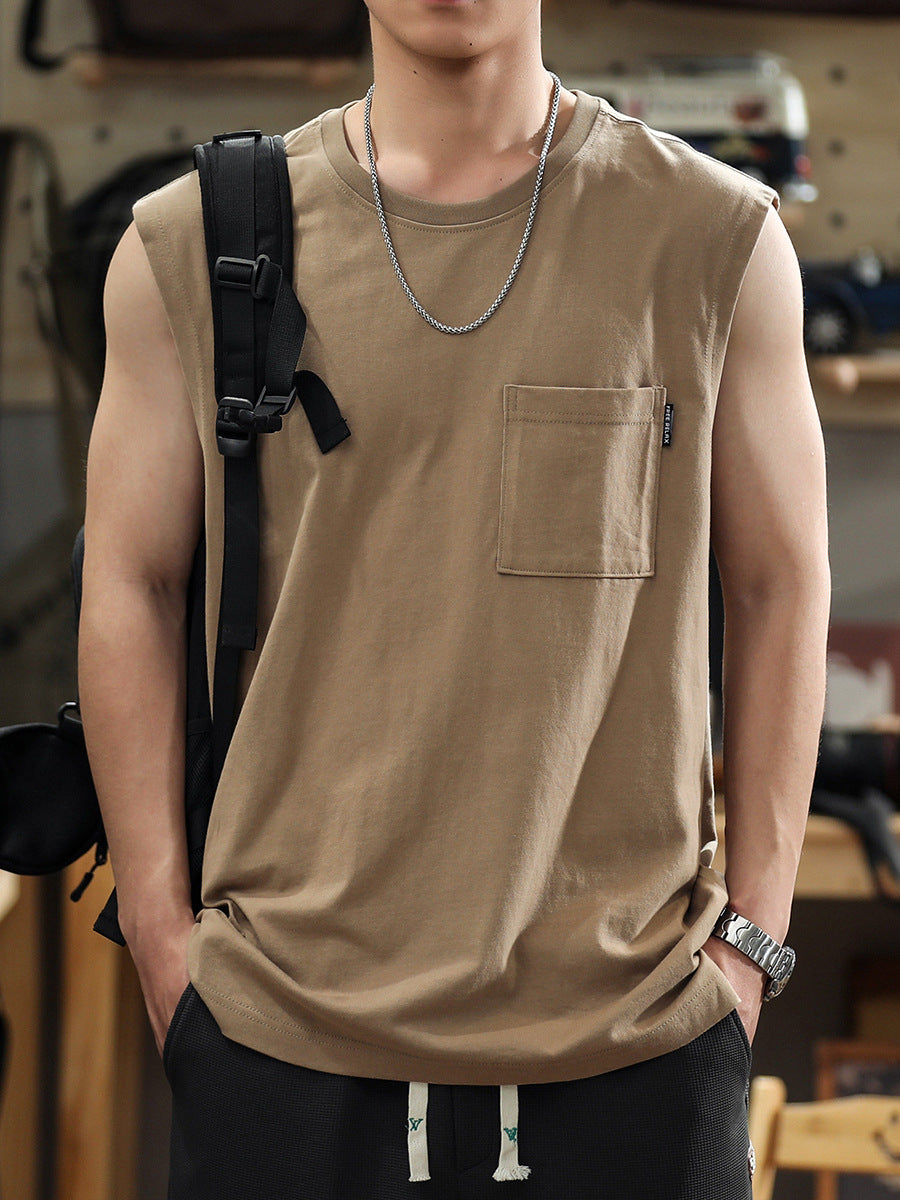 Sleeveless Round Neck Raw Edge T-shirt