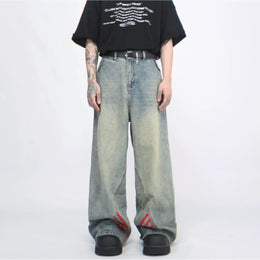 Men Mid-Rise Wide Leg Heavy Fade Cotton Jeans