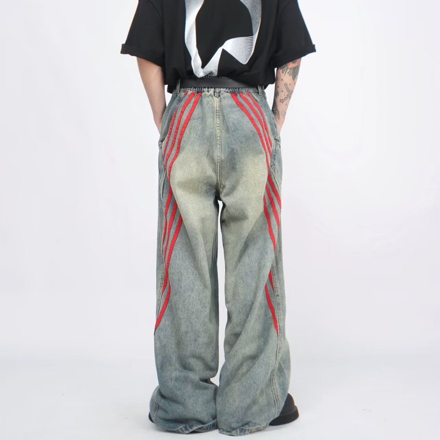 Men Mid-Rise Wide Leg Heavy Fade Cotton Jeans