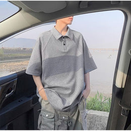 Men Solid Polo Collar Oversized T-shirt