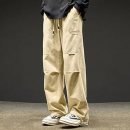 Men Loose Fit Easy Wash Cargos Trousers