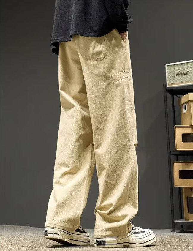 Men Loose Fit Easy Wash Cargos Trousers