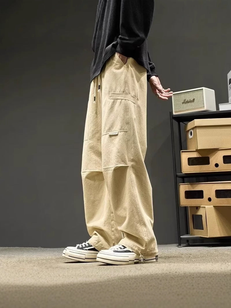 Men Loose Fit Easy Wash Cargos Trousers