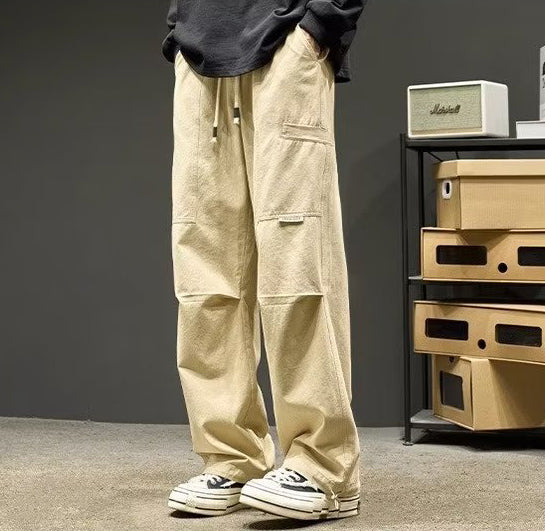 Men Loose Fit Easy Wash Cargos Trousers