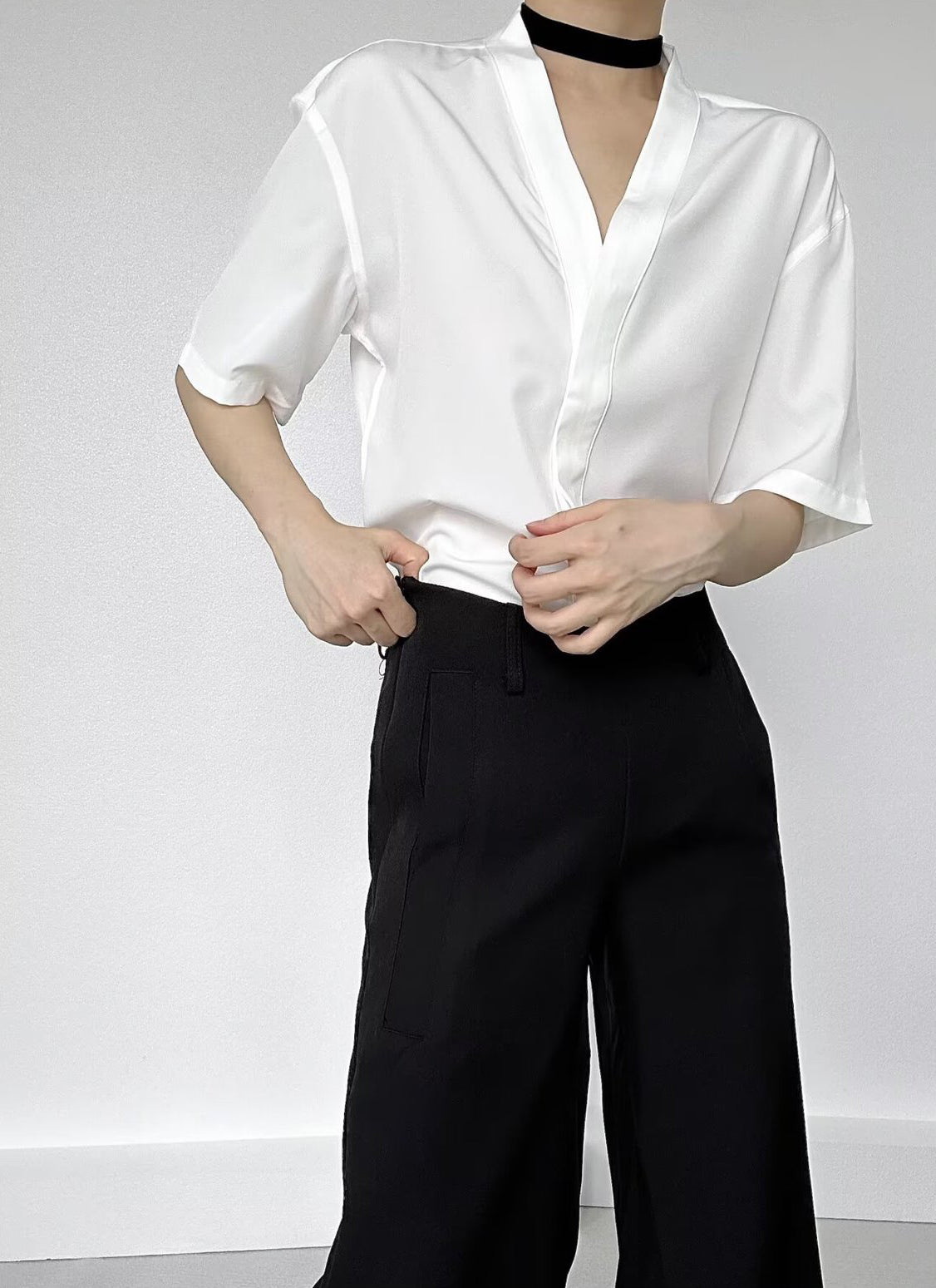 Men Solid Collarless Cotton Casual Shirt