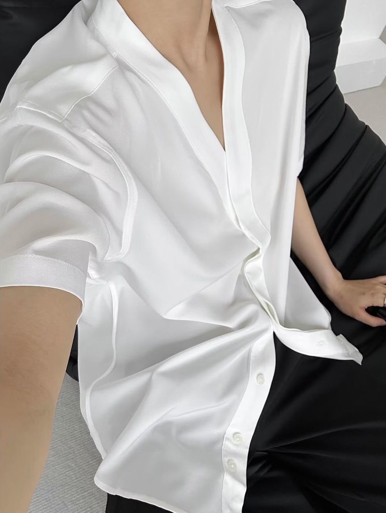 Men Solid Collarless Cotton Casual Shirt