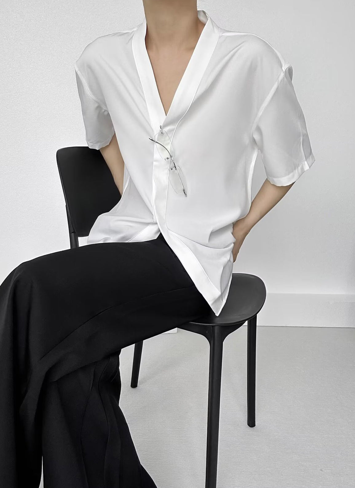 Men Solid Collarless Cotton Casual Shirt